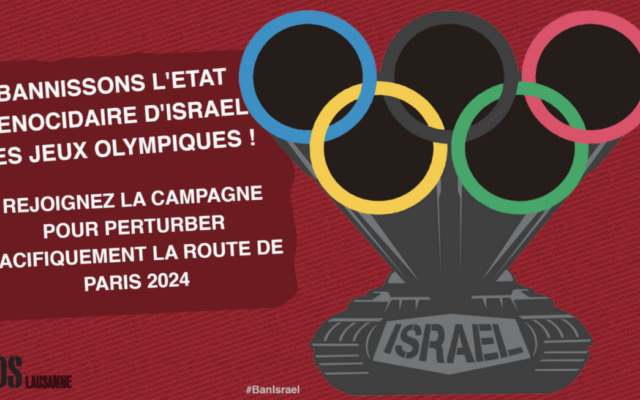 Les Jeux Olympiques ne peuvent pas se dérouler comme d’habitude ! Rejoignez la campagne pour #BanIsraël - BDS Suisse